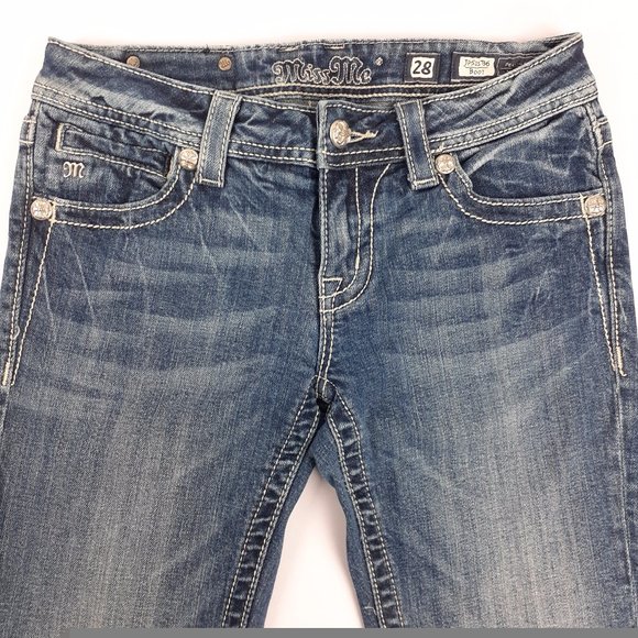 MISS ME JEANS WOMENS JP5117B6 BOOT CUT SIZE 28 BLUE - Picture 4 of 10